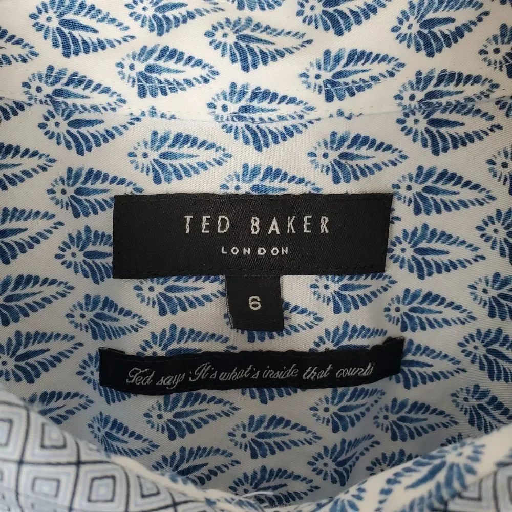 TED BAKER London 6 Short Sleeve Printed Button Down Shirt Collared Dress HIDRAGA - Picture 2 of 5